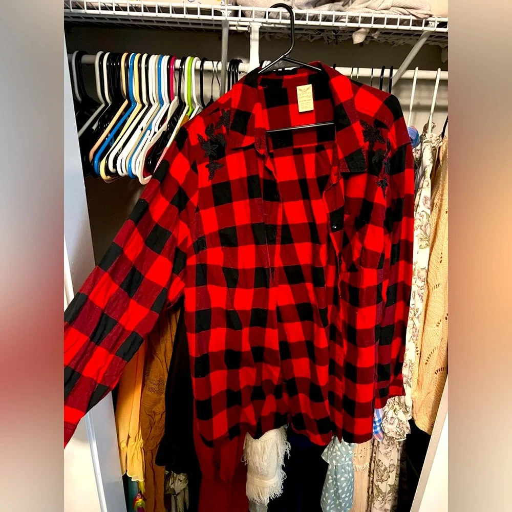 Red buffalo plaid blouse - Picture 1 of 3